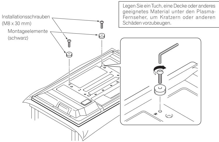 PIONEER PDK-LS01 - Befestigen Sie die Montageelemente mit den Installationsschrauben (M8 x 30 mm) am Plasma-Fernseher. - 1