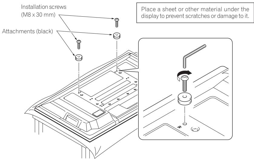 PIONEER PDK-LS01 - Attach the attachments to the plasma television with installation screws (M8 x 30 mm). - 1