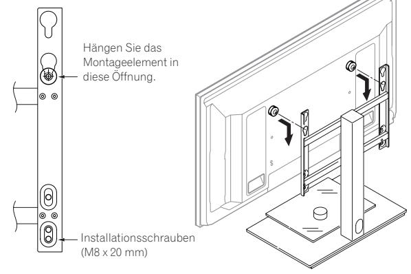 PIONEER PDK-LS01 - Befestigen Sie die Montageelemente mit den Installationsschrauben (M8 x 30 mm) am Plasma-Fernseher. - 2