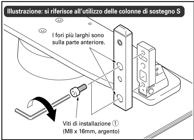 PIONEER PDK-TS12 - Assicurate la colonna di supporto al supporto con le viti di installazione ① (4 posizioni a sinistra e a destra). - 1