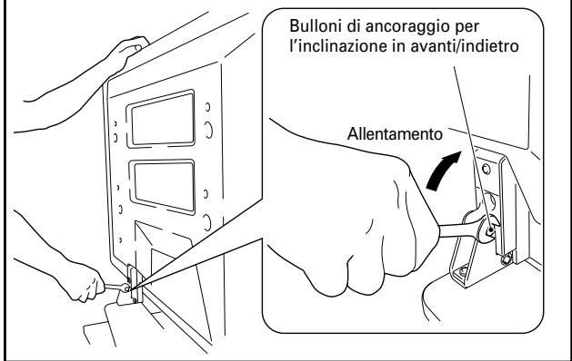 PIONEER PDK-TS12 - Allentate i bulloni di ancoraggio per l'inclinazione in avanti/indietro utilizzando la chiave inglese in dotazione (2 posizioni a destra e a sinistra). - 1