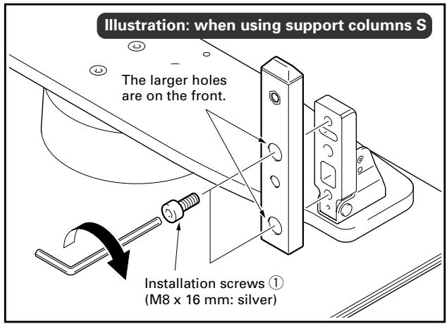 PIONEER PDK-TS12 - Secure the support column to the stand with the Installation screws ① (4 locations on the left and right). - 1