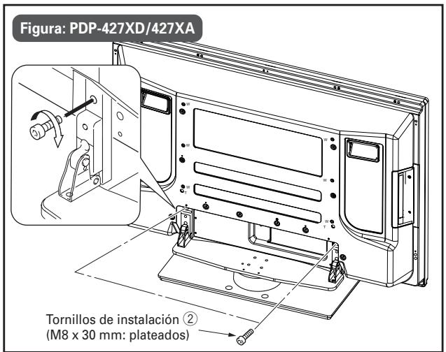 PIONEER PDK-TS25(B) - Fijación de la pantalla de plasma con los tornillos de instalación ②. - 2