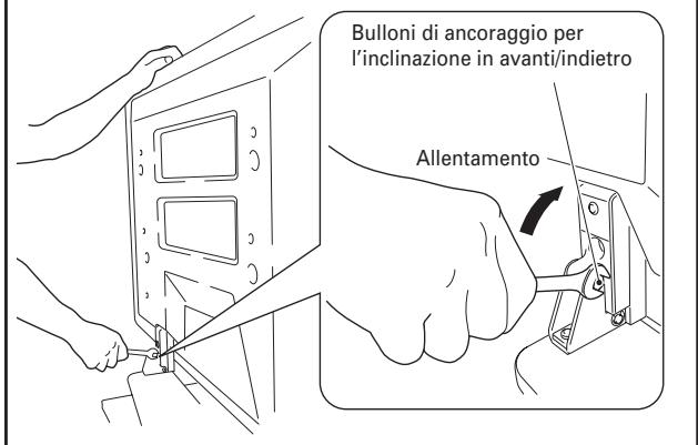 PIONEER PDK-TS25(B) - Allentate i bulloni di ancoraggio per l'inclinazione in avanti/indietro utilizzando la chiave inglese in dotazione (2 posizioni a destra e a sinistra). - 1