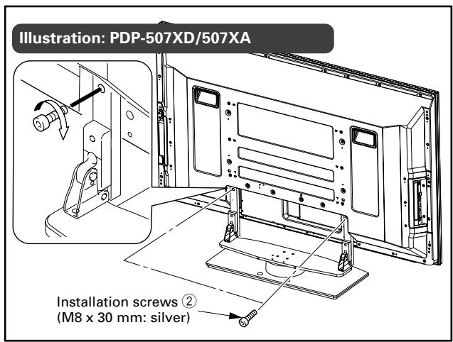 PIONEER PDK-TS25(B) - Securing the Plasma Display with Installation screws ②. - 1