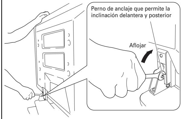 PIONEER PDK-TS25(B) - Utilice la llave de maquinista suministrada para aflojar los pernos de anclaje que permiten la inclinación delantera y posterior de la pantalla (2 posiciones a la derecha e izquierda). - 1