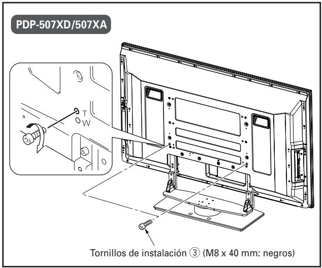 PIONEER PDK-TS25(B) - Fijación de la pantalla de plasma con los Tornillos de instalación ③/④. - 2