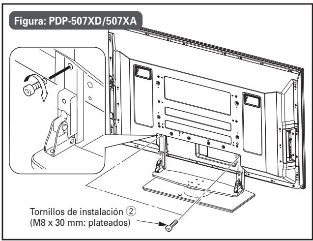 PIONEER PDK-TS25(B) - Fijación de la pantalla de plasma con los tornillos de instalación ②. - 1