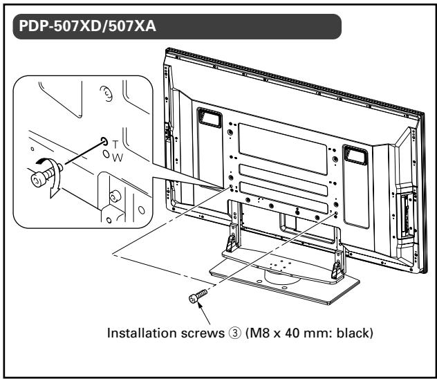 PIONEER PDK-TS25(B) - Securing the Plasma Display with Installation screws ③/④. - 2