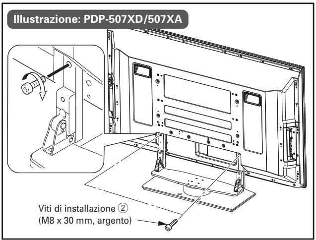 PIONEER PDK-TS25(B) - Fissaggio del display a plasma con le viti di installazione ②. - 1