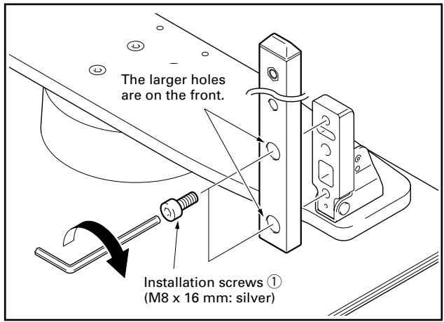 PIONEER PDK-TS25(B) - Secure the support column to the stand with the Installation screws ① (4 locations on the left and right). - 1