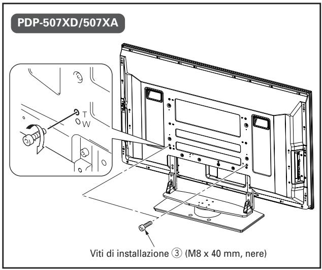 PIONEER PDK-TS25(B) - Fissaggio del display a plasma con le viti di installazione ③/④. - 2