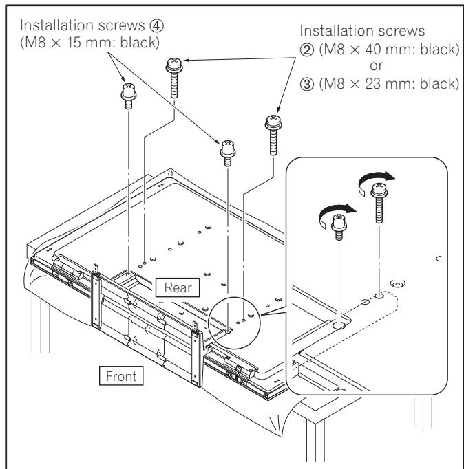 PIONEER PDK-TS33 - Securing the Pioneer display and television with Installation screws. - 1