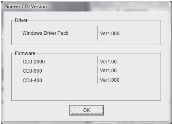 PIONEER CDJ-2000 - Checking the version of the driver software - 1