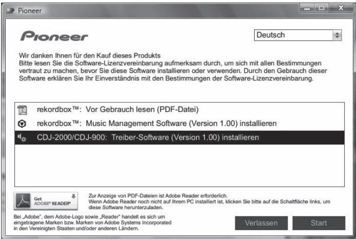 PIONEER CDJ-2000 - 900: Treiber-Software installmenten ] und klichen dann auf [Start]. - 1