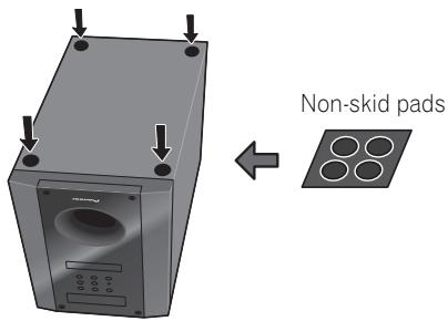PIONEER HTP-600 - Attach the non-skid pads to the base of receiver subwoofer. - 1