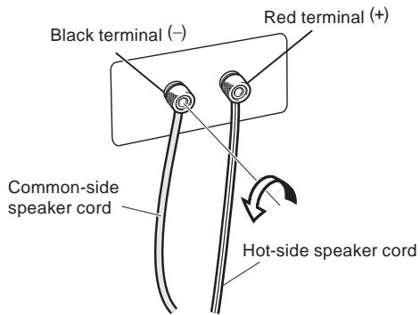 PIONEER S-31C-K - Connect the speaker cables to the input terminals on the back of the speaker. For input terminal polarity, red is positive (+) and black is negative (-). - 1