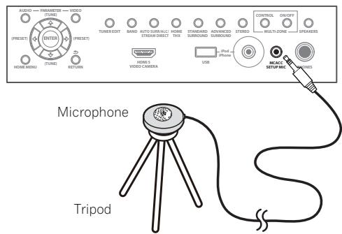 PIONEER SC-LX73 - Connect the microphone to the MCACC SETUP MIC jack on the front panel. - 1