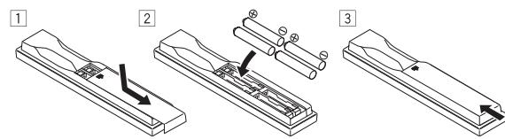 PIONEER SC-LX73 - Loading the batteries - 1