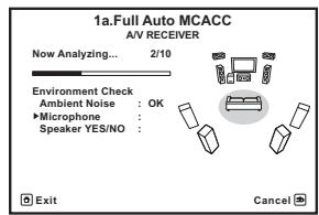 PIONEER SC-LX73 - Attendez la fin des tonalités de test, puis confirmez la configuration des enceintes sur l'écran GUI. - 1