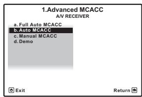 PIONEER VSX-LX52 - Sélectionnez 'Auto MCACC' sur le menu Advanced MCACC, puis appuyez sur ENTER. - 1