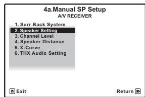 PIONEER VSX-LX52 - Sélectionnez 'Speaker Setting' sur le menu Manual SP Setup. - 1