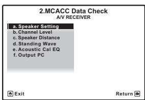 PIONEER VSX-LX52 - Sélectionnez 'MCACC Data Check' sur le HOME MENU. - 2