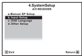 PIONEER VSX-LX52 - Sélectionnez 'Input Setup' sur le menu System Setup. - 1