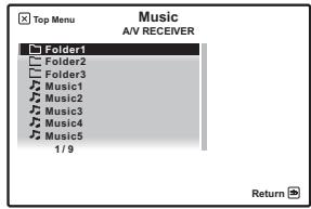 PIONEER VSX-LX52 - Utilisez ↑/↓ pour sélectionner 'Music' sur le menu USB Top. - 2