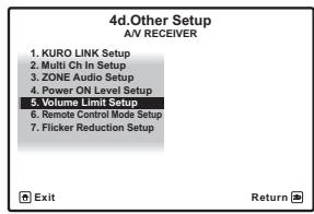 PIONEER VSX-LX52 - Sélectionnez 'Volume Limit Setup' sur le menu Other Setup. - 1
