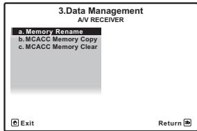 PIONEER VSX-LX52 - Sélectionnez 'Memory Rename' sur le menu de configuration Data Management. - 1