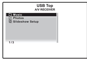 PIONEER VSX-LX52 - Utilisez ↑/↓ pour sélectionner 'Music' sur le menu USB Top. - 1