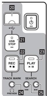 graph TD A["USB STOP"] --> B["21"] B --> C["22"] C --> D["TRACK MARK"] C --> E["23"] E --> F["24"] F --> G["PREVIEW"] F --> H["25"] H --> I["SEARCH"] I --> J["26"] J --> K["27"] K --> L["28"] L --> M["29"] M --> N["30"] N --> O["31"] O --> P["32"] P --> Q["33"] Q --> R["34"] R --> S["35"] S --> T["3…