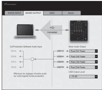 PIONEER DJM-900NXS - Réglage de la sortie des données audio de cet appareil vers l'ordinateur - 1