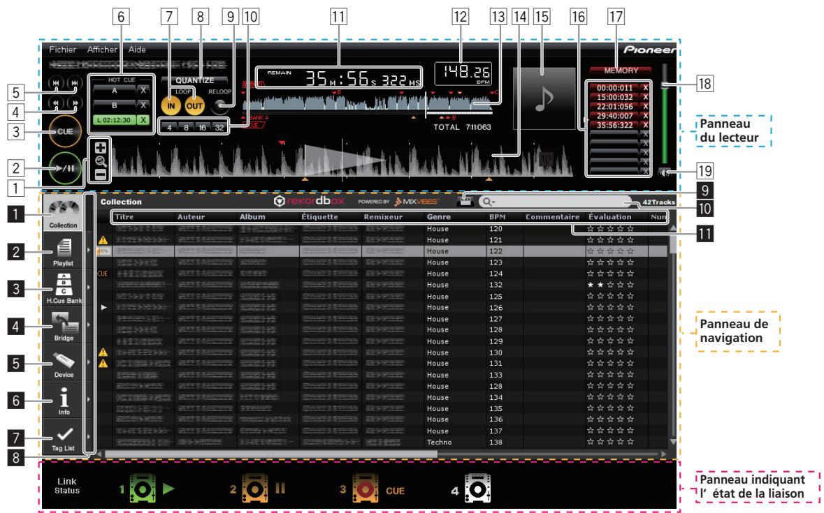 Fichier Afficher Aide 16 7 8 9 10 11 12 13 14 15 16 17 QUANTIZE REMAIN 35:56:322 MS 148.26 TCT CLE LOOP RELOOP B IN OUT L02:12:30 CUE TOTAL 7:11063 Pioneer MEMORY 00:00:011 X 15:00:032 X 22:01:056 X 29:40:007 X 35:56:322 X /Panneau du lecteur Collection rekordbox POWERED BY MXVEES Titre Auteur Album Étiquette Remixeur Genre BPM Commentaire Evaluation Nurn House 120 House 121 House 122 House 123 House 124 House 132 House 125 House 126 House 127 House 128 House 129 House 130 House 131 House 133 House 128 House 134 House 135 House 136 House 137 Techno 138 Parneau de navigation Link Status 1 2 3 CUE 4 Parneau indiquant l'état de la liaison