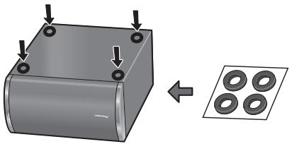 PIONEER HTP-SB300 - Fixez les coussinets antidérapants sur la base du caisson de basses. - 1