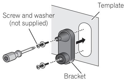 PIONEER HTP-SB300 - Attach the bracket to the specified location on the template. - 1