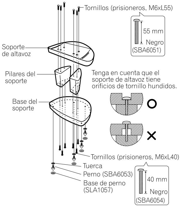 PIONEER CP-7EX - Montaje de los soportes de altavoz - 2