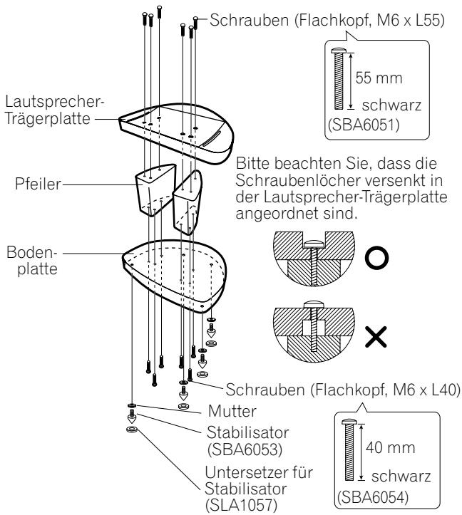 PIONEER CP-7EX - Zusammenbau der Lautsprecherständer - 2