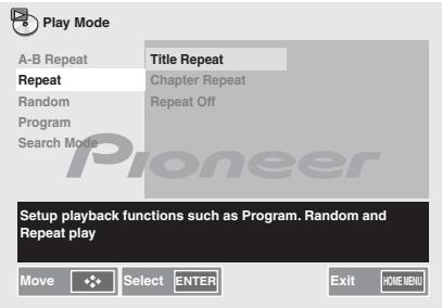 PIONEER X-HM31DAB-K - Verwenden Sie ↑/↓, um die Titelwiederholung auszuwahlen, und drücken Sie dann ENTER. - 1