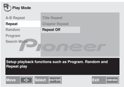 PIONEER X-HM31DAB-K - Verwenden Sie / , um Repeat Off auszuwahlen. - 1