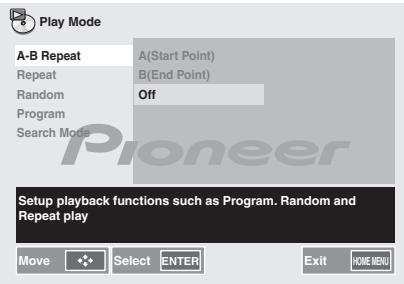 PIONEER X-HM31DAB-K - Per annullare la riproduzione ripetuta da A a B: 1 Utilizzato / per selezionare Off, quando premere ENTER. - 1