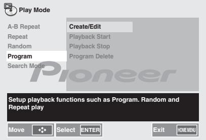 PIONEER X-HM31DAB-K - Appuyez sur les touches ↑/↓ pour sélectionner Create/Edit, puis appuyez sur la touche ENTER. - 1