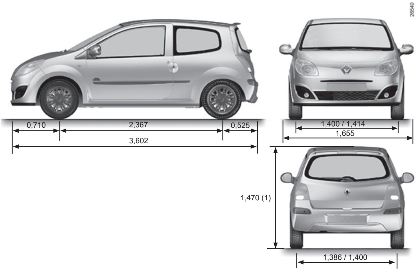RENAULT NOUVELLE TWINGO EXPRESSION - DIMENSIONS (en metres) - 1
