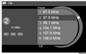 RENAULT SCENIC GPS CNC - AUDIO : Mémoriser une station favorite - 7
