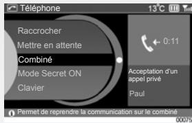 RENAULT SCENIC GPS CNC - TÉLÉPHONIE : Gérer un appel - 4