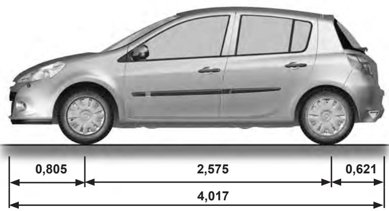 RENAULT CLIO 3 2010 - DIMENSIONS (en mètres) (1/2) - 1