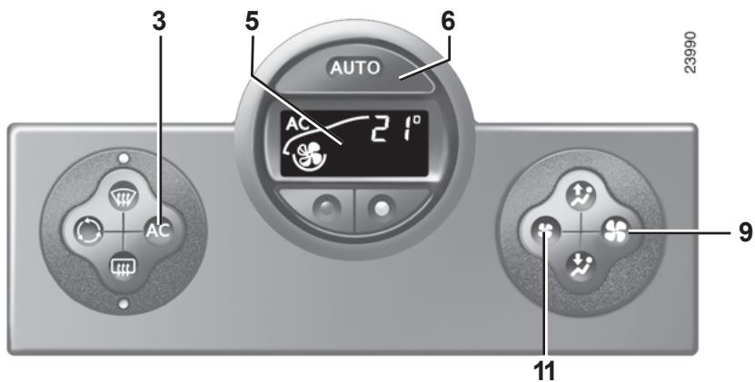 RENAULT GRAND MODUS 2011 - Mise en service ou arrêt de l'air conditionné - 1