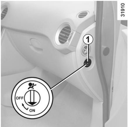 RENAULT KOLEOS 2011 - SÉCURITÉ ENFANTS : désactivation, activation airbag passager avant (3/3) - 1