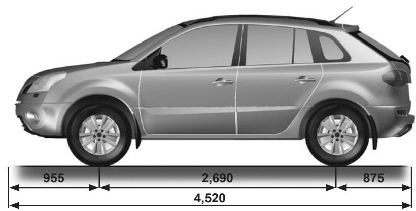 RENAULT KOLEOS 2011 - DIMENSIONS (en mètres) - 1